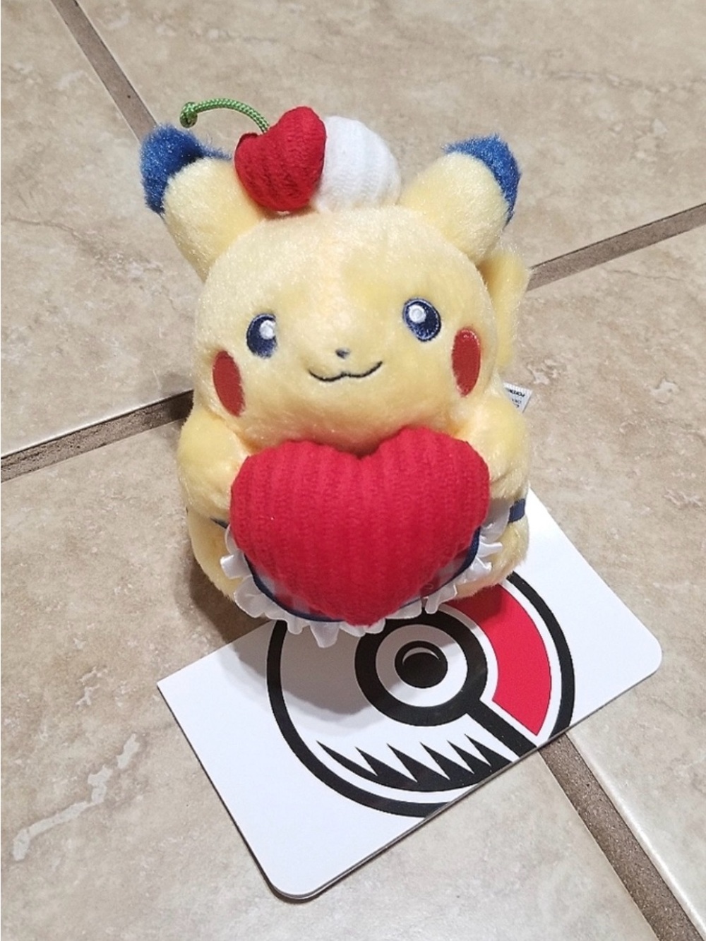 JAPAN EXCLUSIVE Pikachu DinnerPlush Toy - Yellow with Red Heart